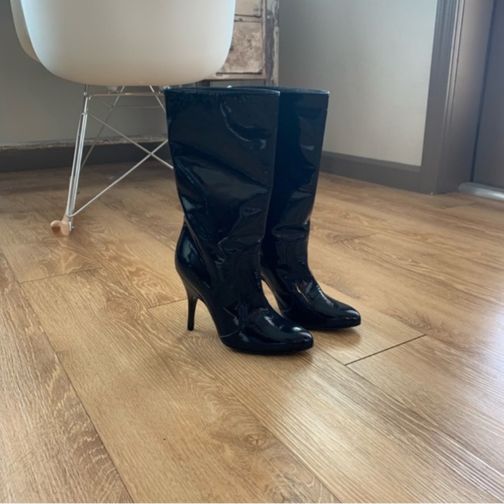 LANVIN Dark Navy Patent Leather Boots NWT